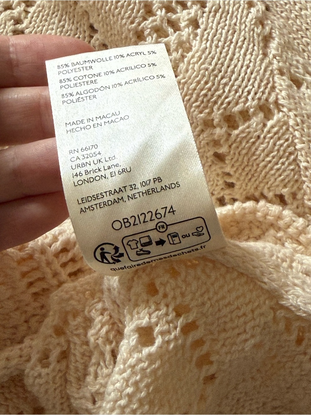 Free People Charlotte Sweater Shortbread Ivory V-Neck Pointelle Scalloped Large - Picture 12 of 14